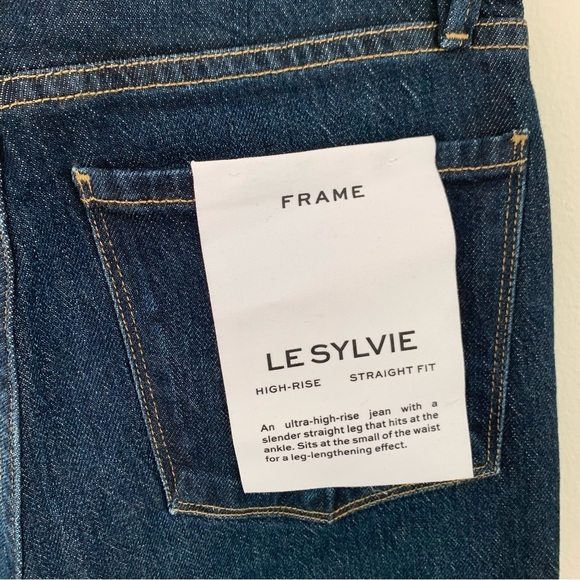 NWT FRAME Le Sylvie Two Tone Straight Leg Jeans Indigo Combo‎ Size 24 - Picture 7 of 8